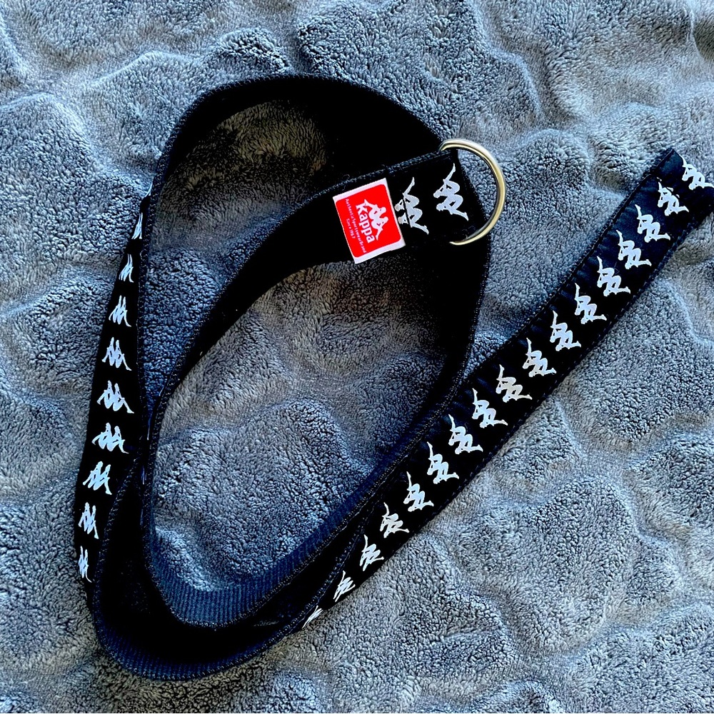 Y2K BLACK AND WHITE KAPPA RING BELT SPORTY STREETWEAR